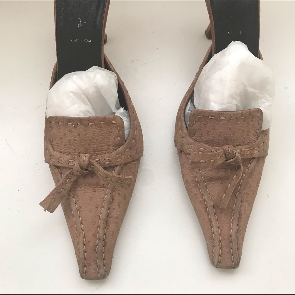 Prada pink suede mule